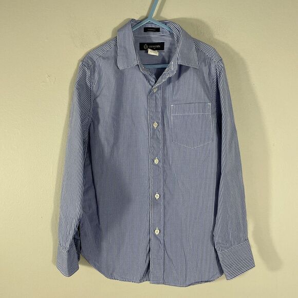 Crewcuts Other - Crewcuts Thompson Plaid Button Up Shirt Boys Size 8 Long Sleeve Blue White